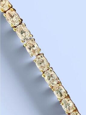 Gold Vermeil CZ Tennis Bracelet 30 Oval CZ’s 7-1/2”